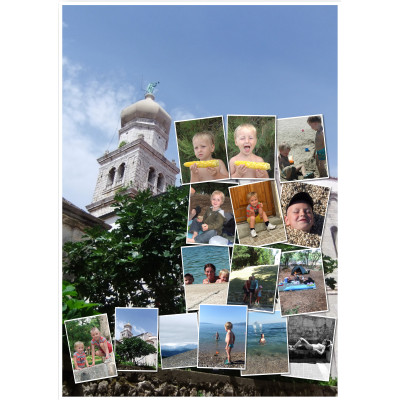 Fotokoláž ze zaslaných fotografií, tisk na kapa desku, fotoobraz