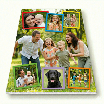 Fotokoláž ze zaslaných fotografií, tisk na hliníkovou desku Dibond, fotoobraz