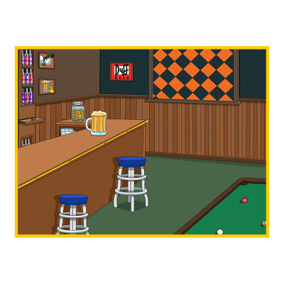 Digitálně ručně malovaná karikatura Simpsonovi, následně vytištěná na fotopápír jako velkoformátová fotografie