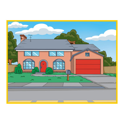 Digitálně ručně malovaná karikatura Simpsonovi, následně vytištěná na fotopápír jako velkoformátová fotografie