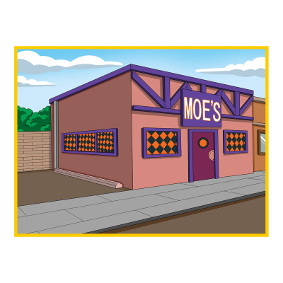 Digitálně ručně malovaná karikatura Simpsonovi, následně vytištěná na fotopápír jako velkoformátová fotografie