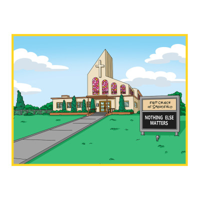 Digitálně ručně malovaná karikatura Simpsonovi, následně vytištěná na fotopápír jako velkoformátová fotografie