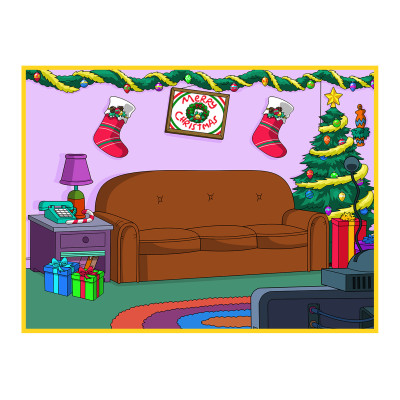 Digitálně ručně malovaná karikatura Simpsonovi, následně zpracována jako fotoobraz na plátně