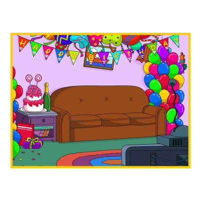 Digitálně ručně malovaná karikatura Simpsonovi, následně zpracována jako fotoobraz na plátně