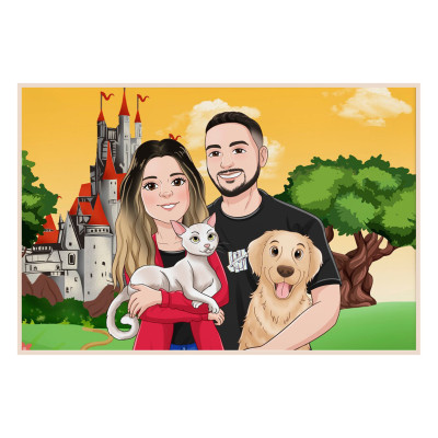 Digitálně ručně malovaný portrét, následně zpracován jako tisk - velkoformátová fotografie