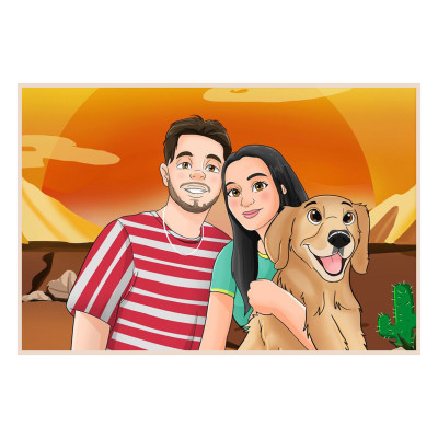 Digitálně ručně malovaný portrét, následně zpracován jako tisk - velkoformátová fotografie