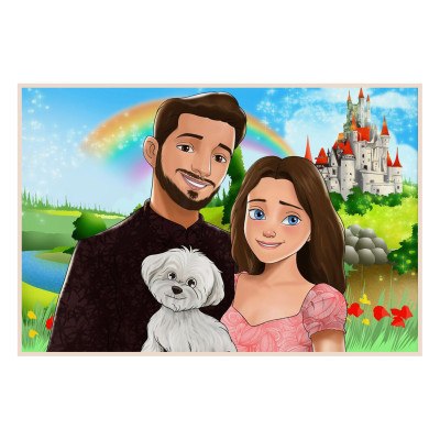 Digitálně ručně malovaný portrét, následně zpracován jako tisk - velkoformátová fotografie