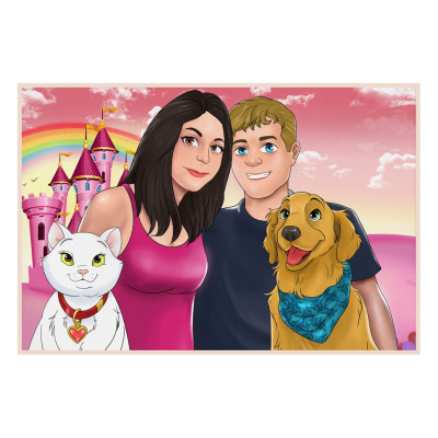 Digitálně ručně malovaný portrét, následně zpracován jako tisk - velkoformátová fotografie