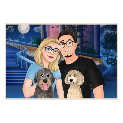 Digitálně ručně malovaný portrét, následně zpracován jako tisk - velkoformátová fotografie