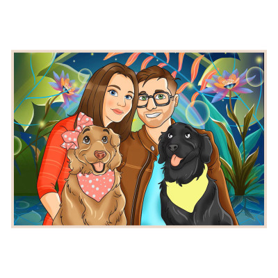 Digitálně ručně malovaný portrét, následně zpracován jako tisk - velkoformátová fotografie